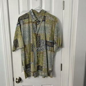 Vintage Tori Richard Honolulu Paisley Patchwork Button-Up Shirt – Size L – Made